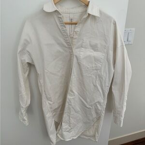 Babaton White Button Up Shirt Cotton Stretch Pocket Blouse Size Small (1)